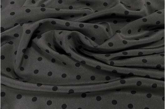 Шелк натуральный, Черный горох на темно-сером (184013/33), Италия