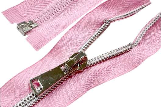 Молния спиральная MaxZipper, 50 см, тип 5, светло-розовая с серебром, разъемная