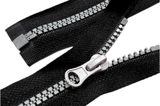 Молния трактор MaxZipper, 40 см, тип 5, разъемная, черная с серым