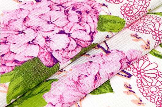 Вафельное полотно мелкая клетка, Гортензия, 45 см