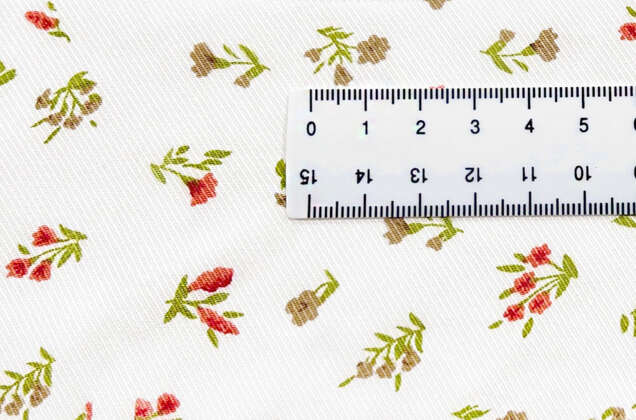 Штапель твил, Весенние цветочки на белом 3