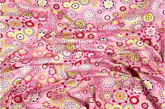 Польский хлопок, Этнические цветы розовые, 160 см
