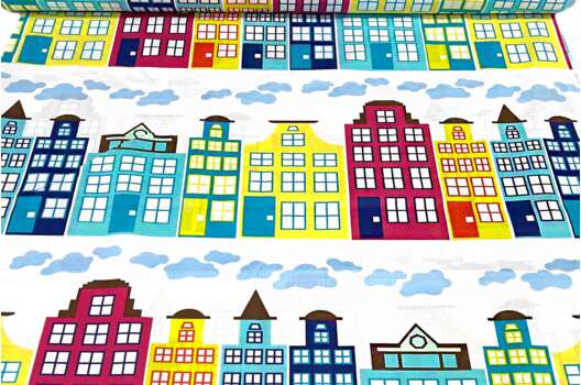 Польский хлопок, Городские домики, 160 см