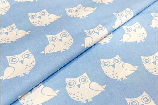 Польский хлопок, Совушки на голубом, 160 см