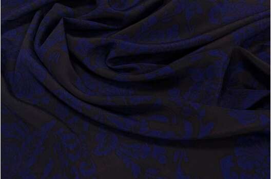 Вискоза крэш, Дамаск темно-синий на черном, Турция