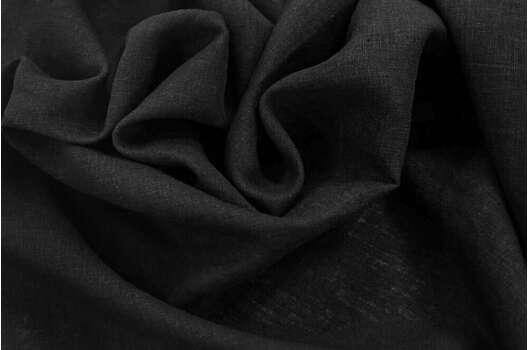 Лен с вискозой эффект мятости, черный, Китай