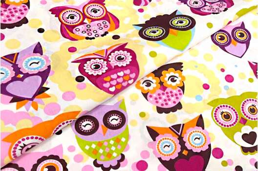 Польский хлопок, Совушки разноцветные, 160 см