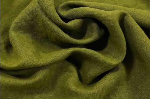 Лен с вискозой костюмный 20С161 (1349) эффект мятости, зеленый