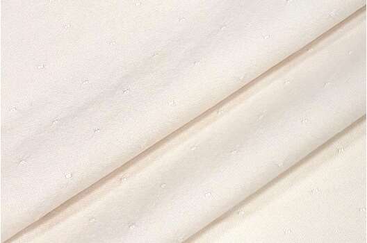 Рубашечно-плательный хлопок с вискозой, бежевый в бубочки (187396), Италия