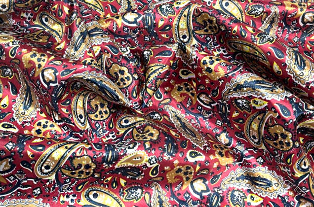 Подкладочная Taffeta, Пейсли на бордовом 3