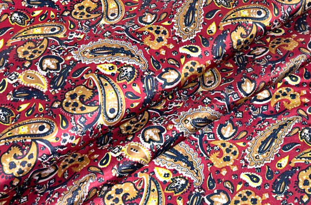 Подкладочная Taffeta, Пейсли на бордовом 4