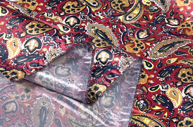 Подкладочная Taffeta, Пейсли на бордовом 5
