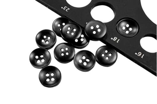 Пуговица пластиковая DX22002, 4 прокола, черная, 11 мм