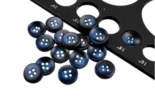 Пуговица пластиковая DX22002, 4 прокола, темно-синяя, 11 мм