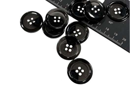 Пуговица пластиковая 2107, 4 прокола, черная, 25 мм