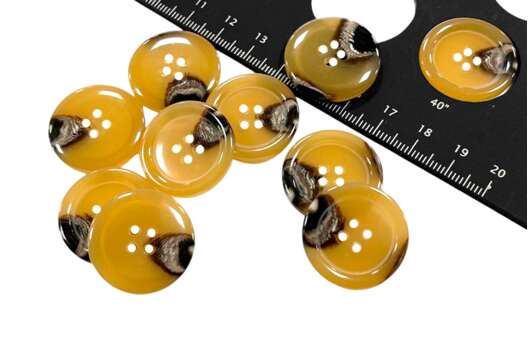 Пуговица пластиковая 2107, 4 прокола, коричневая, 25 мм