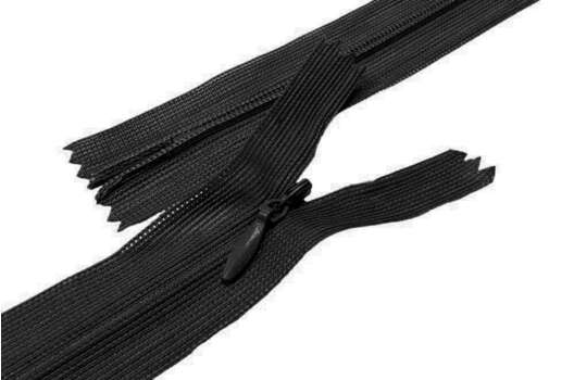 Молния потайная MaxZipper, тип 3, неразъемная, черная (322), 25 см, Китай