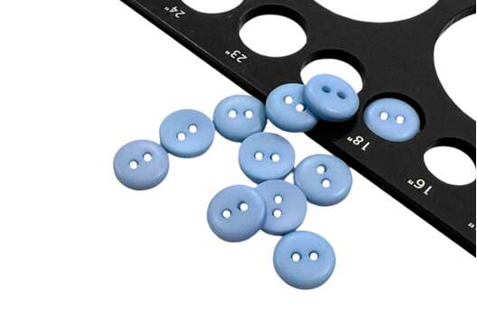 Пуговица пластиковая PS14, 2 прокола, голубая, 11.5 мм