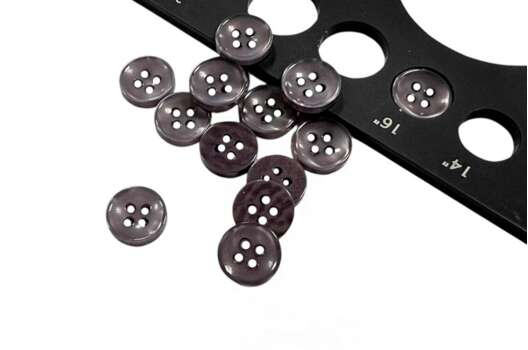 Пуговица пластик NE14, 4 прокола, темно-серая, 10 мм
