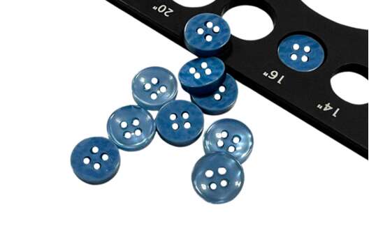 Пуговица пластик NE14, 4 прокола, синяя, 10 мм