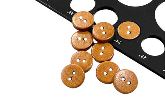 Пуговица деревянная W18, 2 прокола, кофе, 15 мм