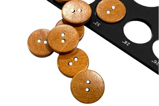 Пуговица деревянная W18, 2 прокола, кофе, 20 мм