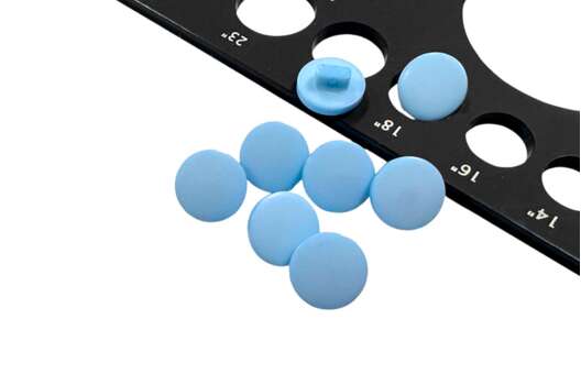 Пуговица пластик на ножке NE68, голубая, 11.5 мм