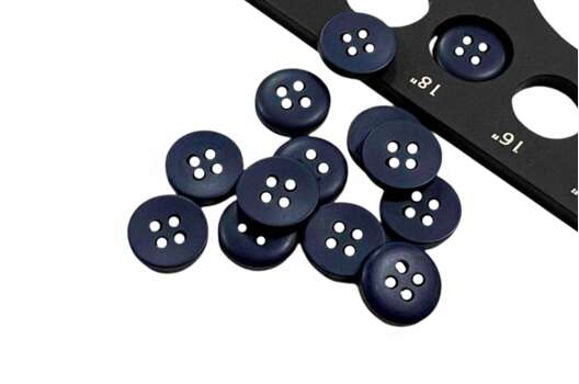 Пуговица пластик PS15, 4 прокола, темно-синяя, 11.5 мм