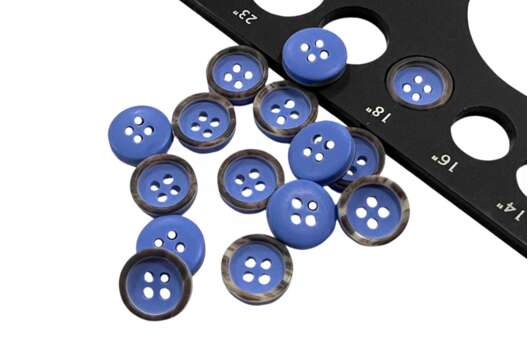 Пуговица пластик 44200, 4 прокола, синяя, 11 мм, Турция