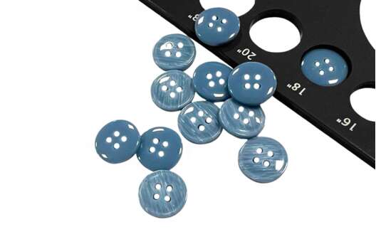 Пуговица пластик 44200, 4 прокола, голубая, 11 мм, Турция