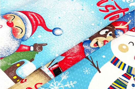 Вафельное полотно, Новогодний Санта, купон  63х150 см