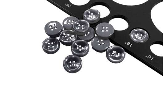 Пуговица пластиковая 44800 глянец, 4 прокола, темно-серая, 11 мм, Турция