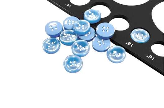 Пуговица пластиковая 44800 глянец, 4 прокола, голубая, 11 мм, Турция