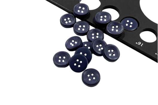 Пуговица пластиковая 44800 матовая, 4 прокола, темно-синяя, 11 мм, Турция