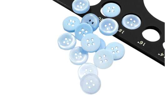 Пуговица пластиковая 44800 матовая, 4 прокола, голубая, 11 мм, Турция