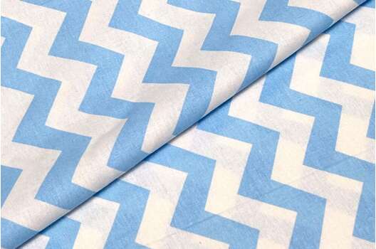 Польский хлопок, Зигзаг бело-голубой, 160 см