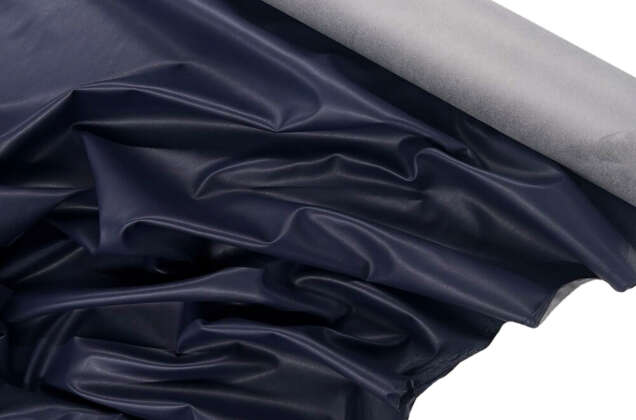 Искусственная кожа на замше, темно-синяя