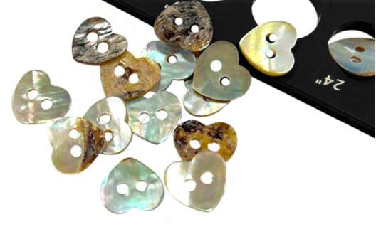 Пуговица-ракушка TBY.321, 2 прокола, сердечко перламутровое, 15 мм