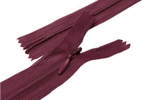 Молния потайная темно-бордовая (F179), тип 3, неразъемная, 60 см, Китай