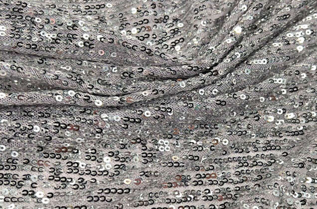 Пайетки на сетке-полосы 2 мм, серебро, 135 см