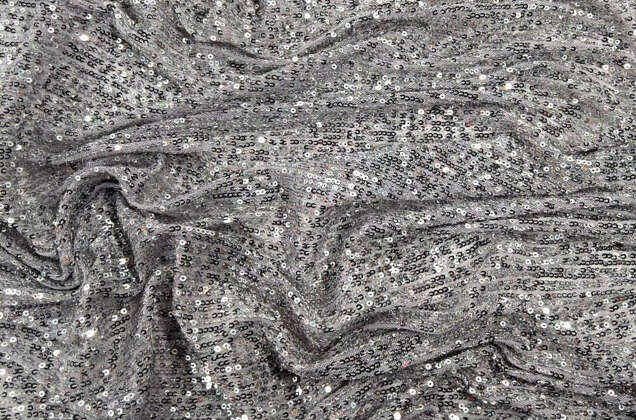 Пайетки на сетке-полосы 2 мм, серебро, 135 см 1