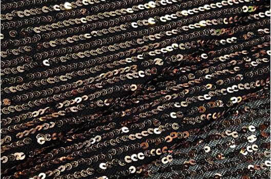 Пайетки на сетке-полосы 2 мм, золото на черном, 135 см