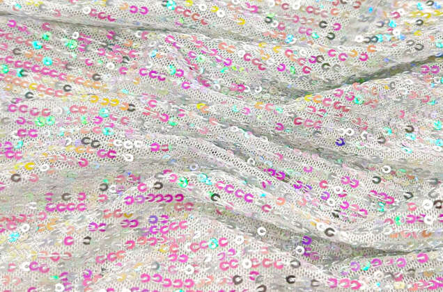 Пайетки на сетке-полосы 2 мм, перламутр, 135 см