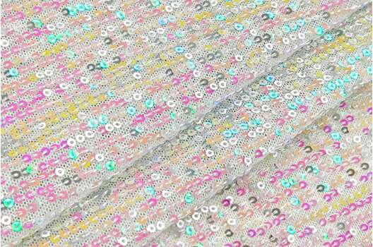 Пайетки на сетке-полосы 2 мм, перламутр, 135 см