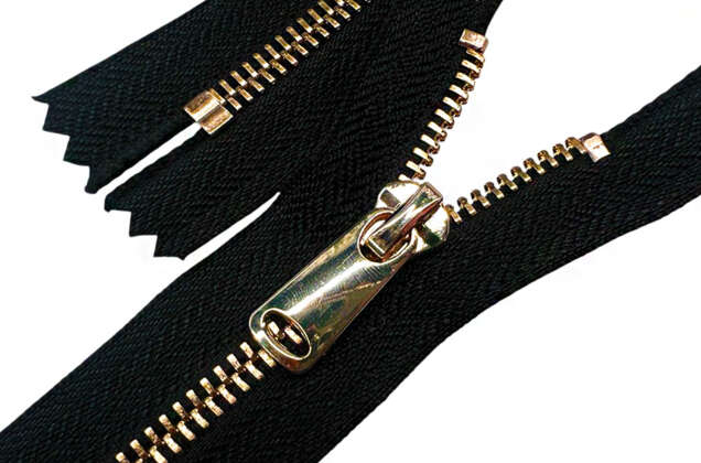 Молния металлическая FURNI Corn, 18 см, тип 5, черная/светлое золото
