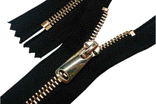 Молния металлическая FURNI Corn, 18 см, тип 5, черная/светлое золото