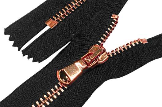 Молния металл FURNI (6M CE глянец), 18 см, тип 5, неразъемная, черная/розовое золото (CO)