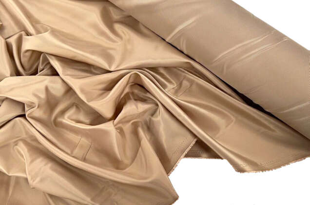 Подкладочная ткань с вискозой (6010L/ 7110) в рубчик, бежевая