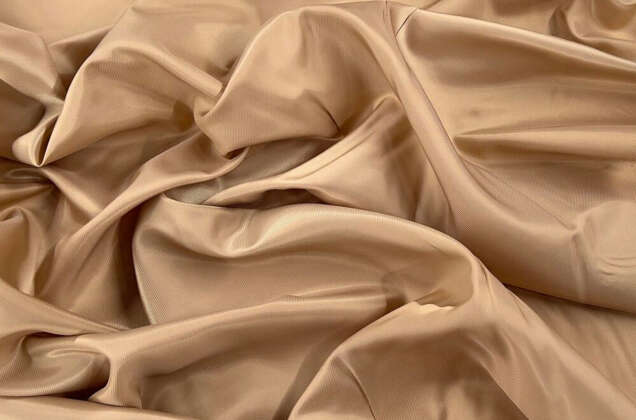 Подкладочная ткань с вискозой (6010L/ 7110) в рубчик, бежевая 2