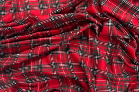 Рубашечная фланель (фуле) 100% хлопок, Клетка красная, Турция